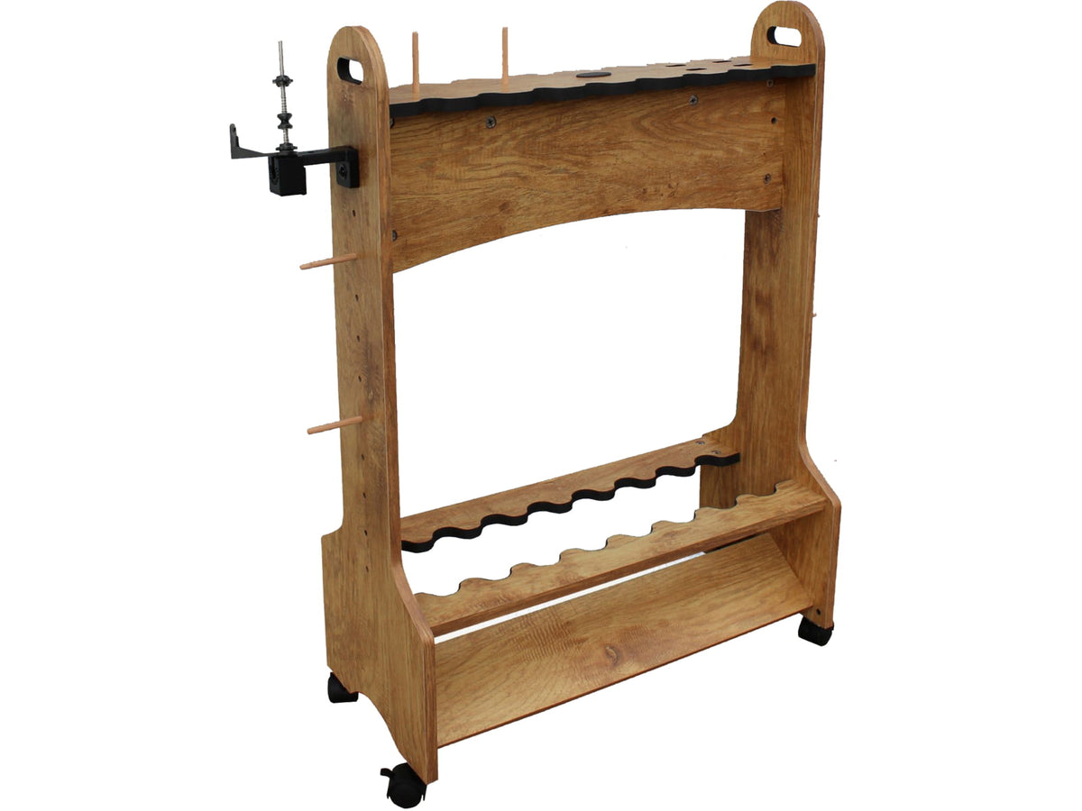 Rush Creek Creations 16-Rods Double Sides Rolling Rack with Line Spooler American Cherry