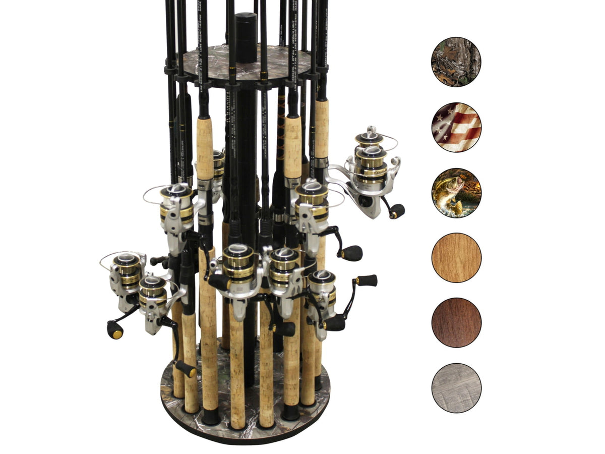 Rush Creek Creations 16 Round Rod Storage Rack with 38mm Steel Post Camouflage Realtree / Black 39-7009