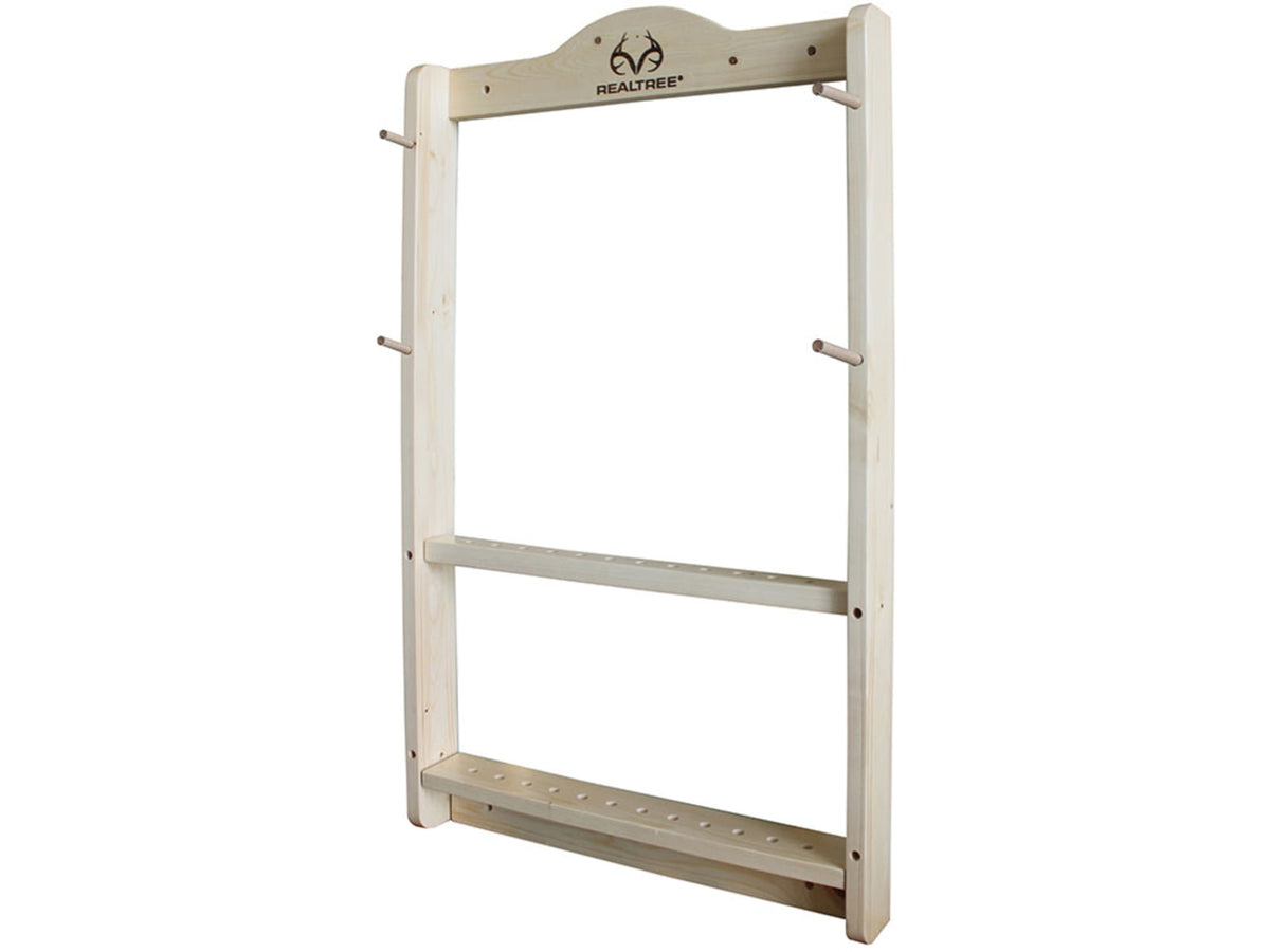 Rush Creek Creations 2-Compound Bow 12-Arrrow Wall Rack Natural Pine Light 39-4003