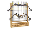 Rush Creek Creations Compound 2 Bow 12 Arrow Wall Rack w/Compartment Natural Pine Skip Peel 37-0039