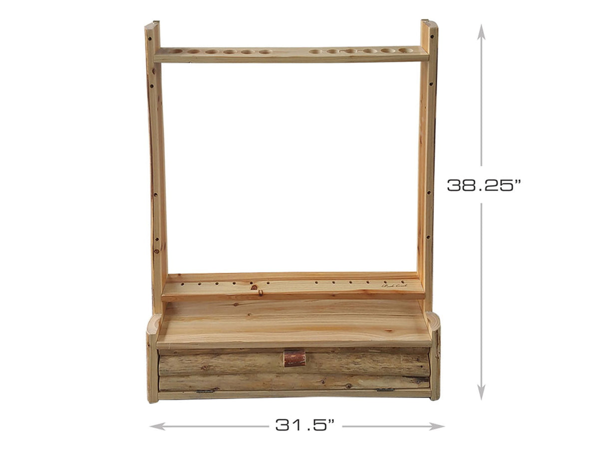 Rush Creek Creations Compound 2 Bow 12 Arrow Wall Rack w/Compartment Natural Pine Skip Peel 37-0039