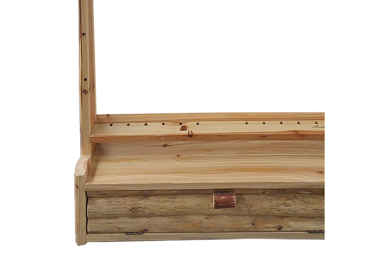 Rush Creek Creations Compound 2 Bow 12 Arrow Wall Rack w/Compartment Natural Pine Skip Peel 37-0039