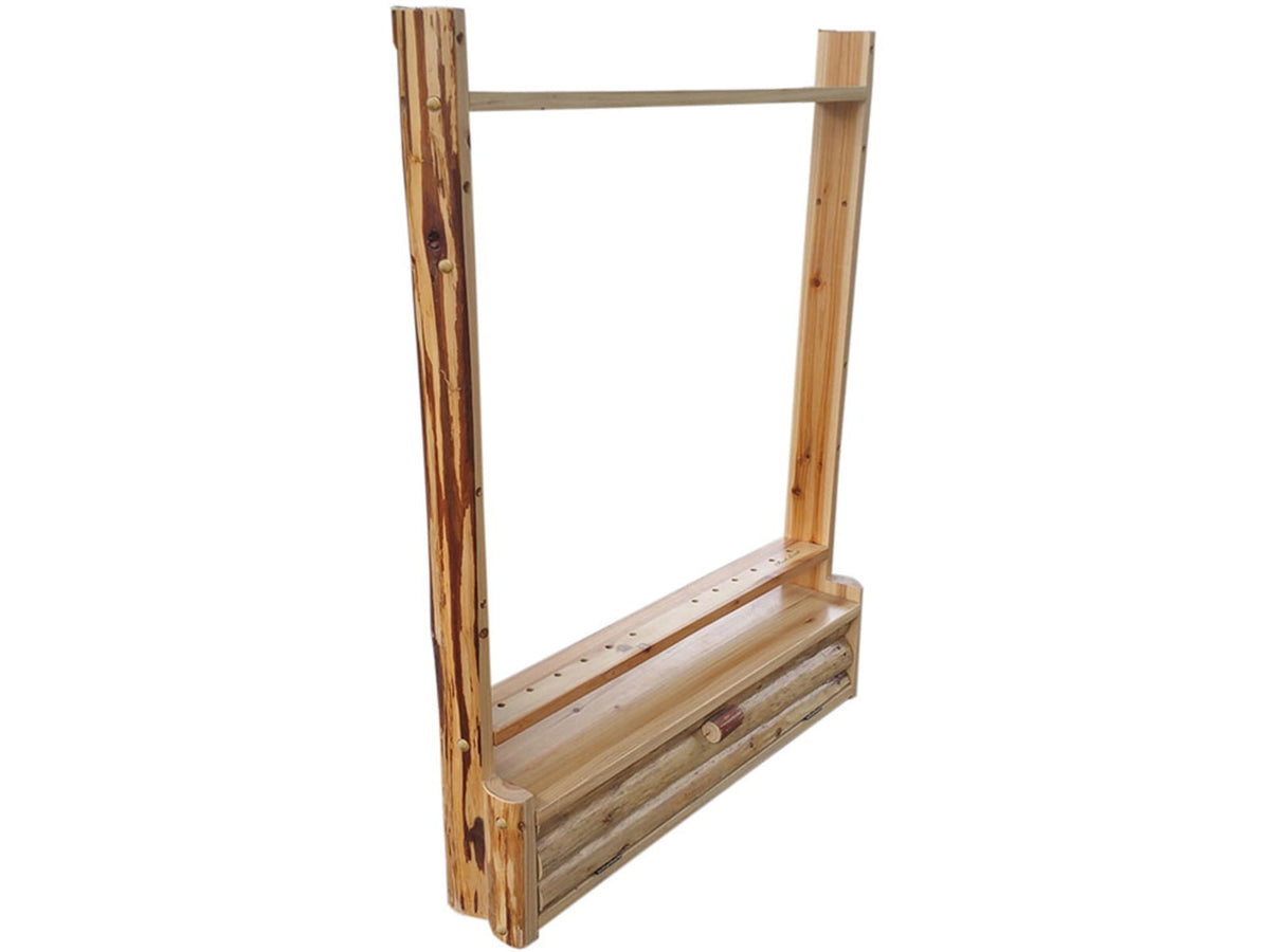 Rush Creek Creations Compound 2 Bow 12 Arrow Wall Rack w/Compartment Natural Pine Skip Peel 37-0039
