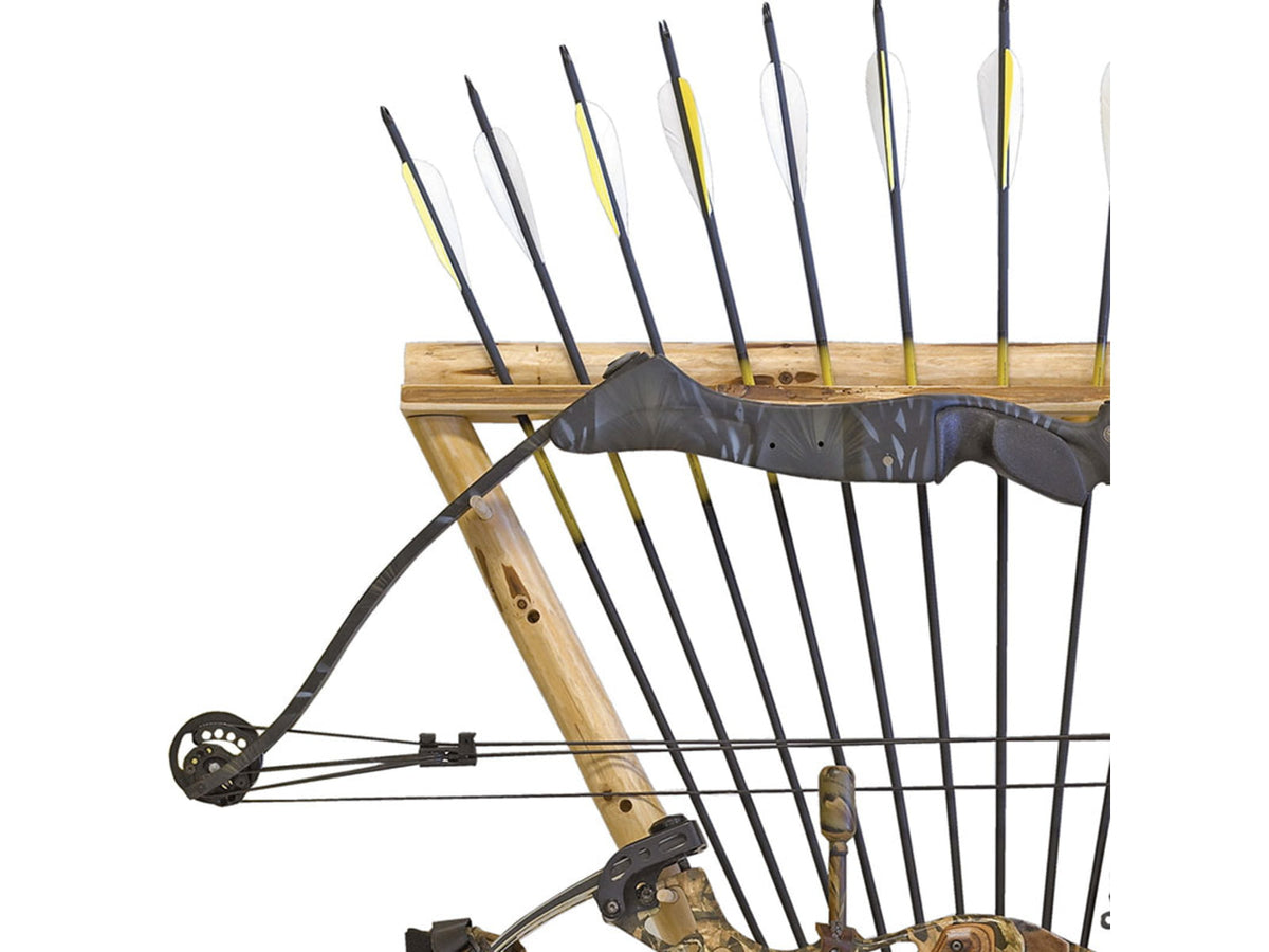 Rush Creek Creations Compound 2 Bow 12 Arrow Wall Storage Rack Natural Pine Skip Peel 37-0038