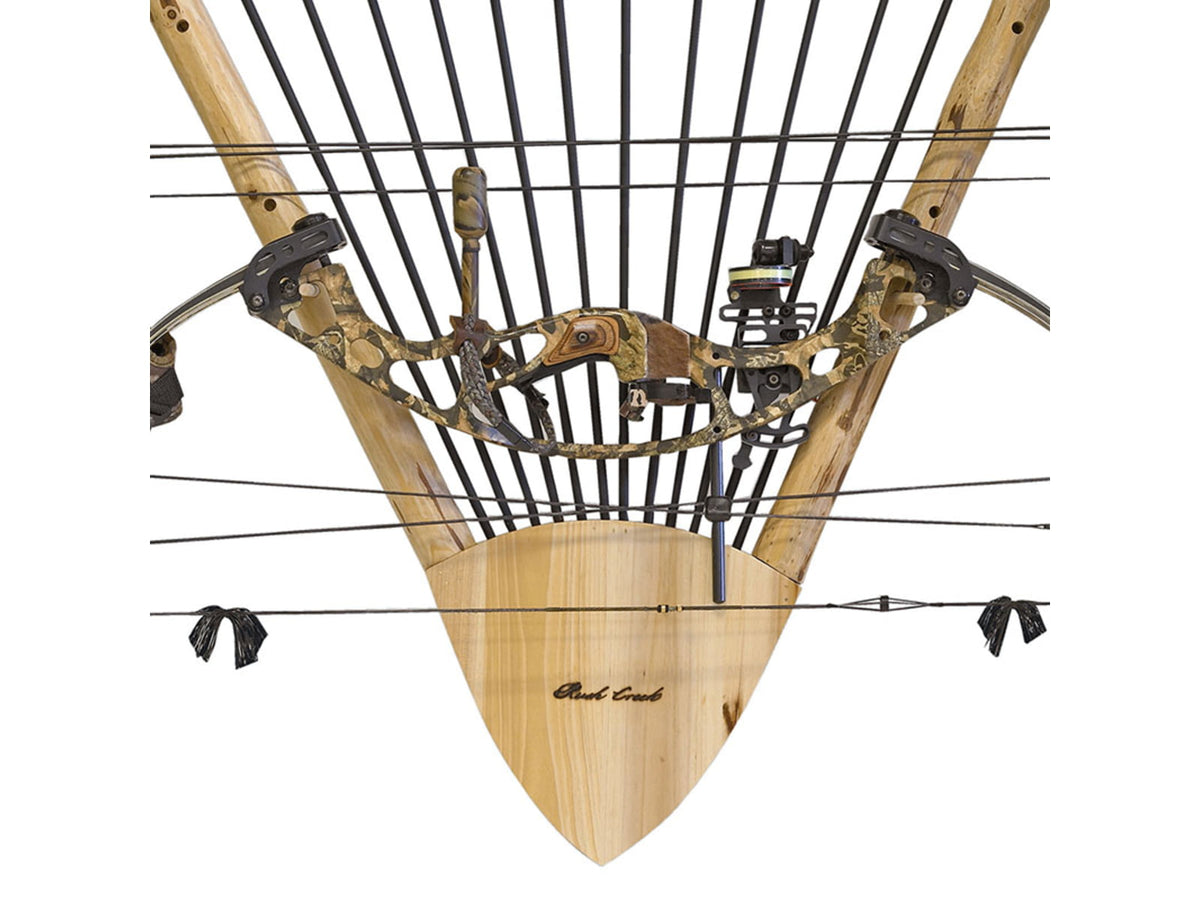 Rush Creek Creations Compound 2 Bow 12 Arrow Wall Storage Rack Natural Pine Skip Peel 37-0038