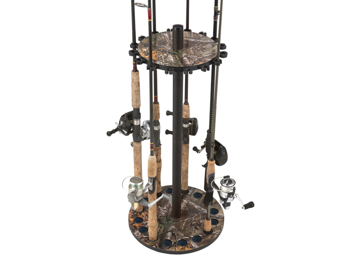 Rush Creek Creations 16 Round Rod Storage Rack with 38mm Steel Post Camouflage Realtree / Black 39-7009