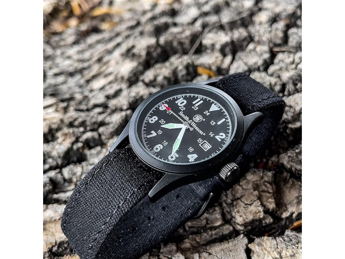 Campco Smith & Wesson Analog Military Watch 38mm Case Diameter Nylon Black Band SWW1464BK