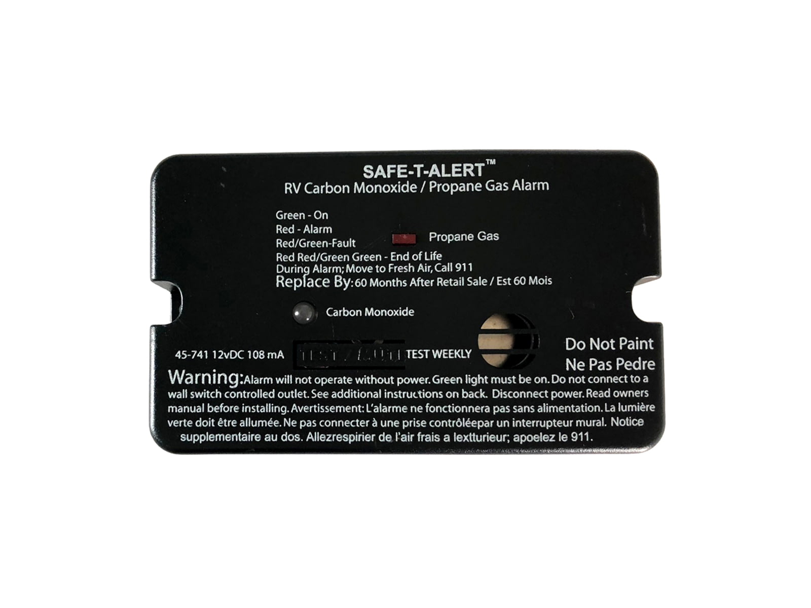 Safe-T-Alert 45-Series Combo Carbon Monoxide Propane Alarm Surface Mount - Black 45-741-BL