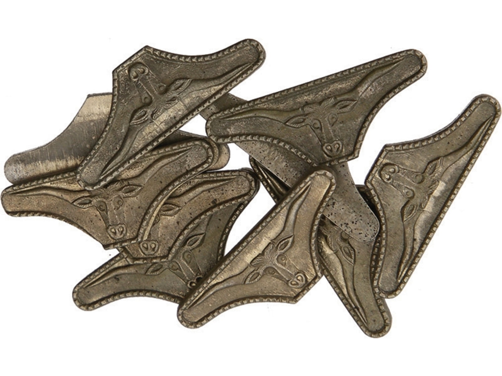 Schrade Long Horn Shield Long Horn Design Antique Brass Finish 1in Overall Package Of 10 S416