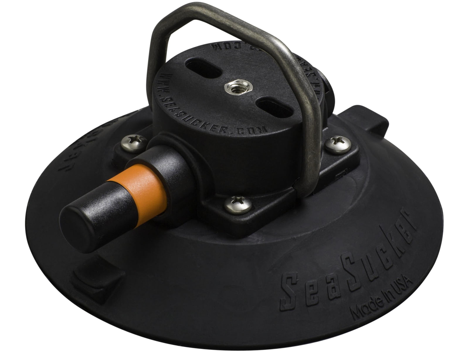 SeaSucker 6in SeaSucker Mount w/Flat-Top Stainless Steel D-Ring Black