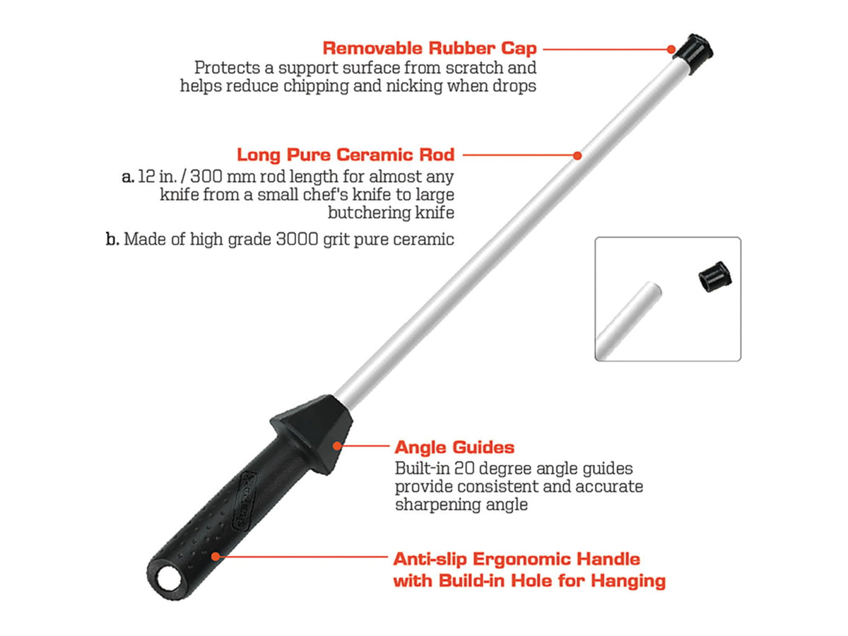 Sharpal Ceramic Sharpening Rod 17.5in Overall 12in Ceramic Rod 3000 Grit 109R