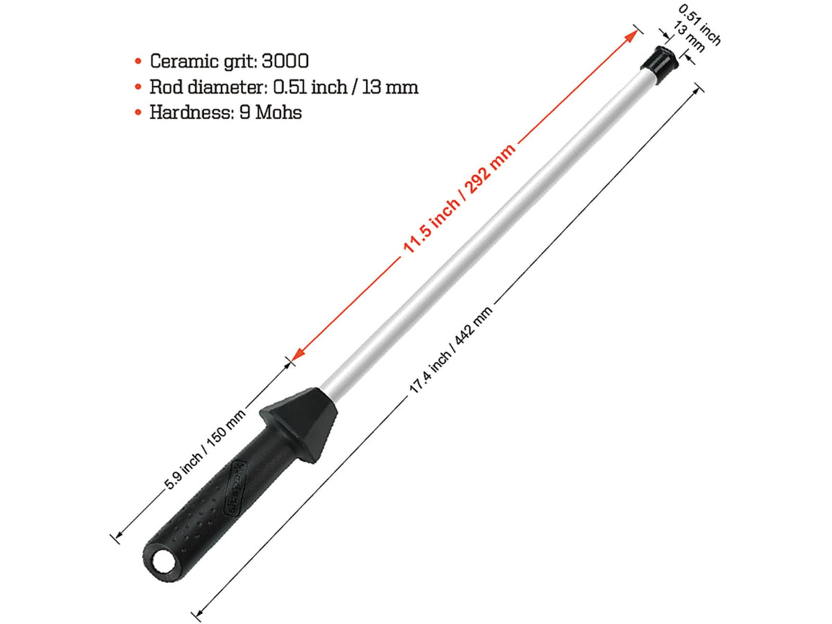 Sharpal Ceramic Sharpening Rod 17.5in Overall 12in Ceramic Rod 3000 Grit 109R