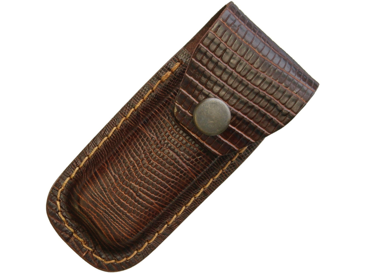 Sheath Leather Belt Pouch Lizard Fits 3in To 3.5in Folding Knife Lizard Pattern Leather Construction SH1184