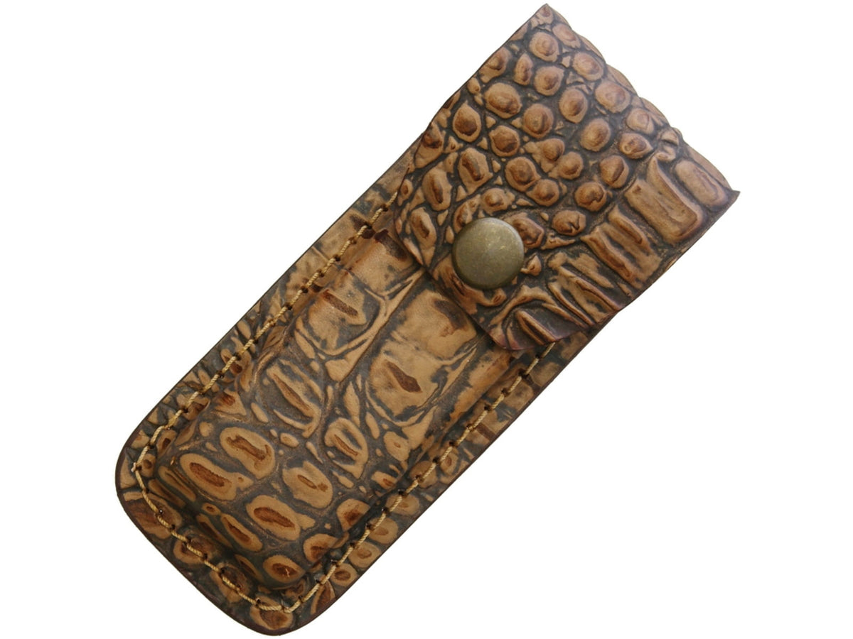 Sheath Leather Sheath Alligator Pattern Fits 4.5in To 5.25in Folding Knife Alligator Pattern Leather Construction SH1191