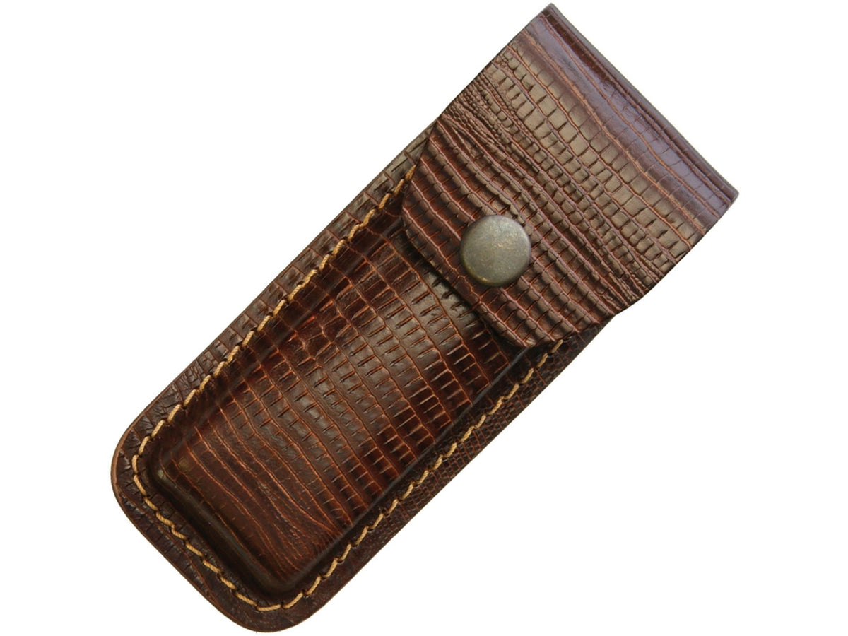 Sheath Leather Sheath Lizard Fits 4.5in To 5.25in Folding Knife Lizard Pattern Leather Construction SH1185