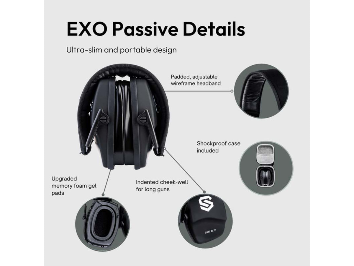 Shellshock Protection EXO Passive Protective Ear Muffs 23 dB Pair of 1 Black EAR-EXO-PASSIVE