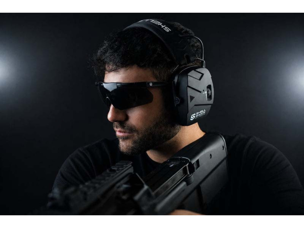 Shellshock Protection EXO Pro Elite Electronic Protective Ear Muffs 23 dB Pair of 1 Black EAR-EXO-PRO-ELITE