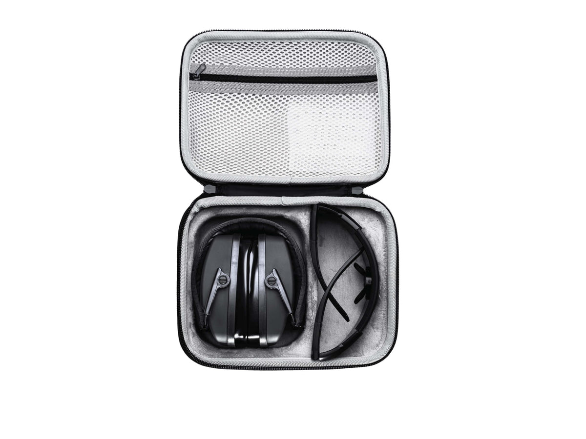 Shellshock Protection Eyes & Ears Combo Protective Ear Muffs 23dB Black EYE-EAR-COMBO-CLEAR
