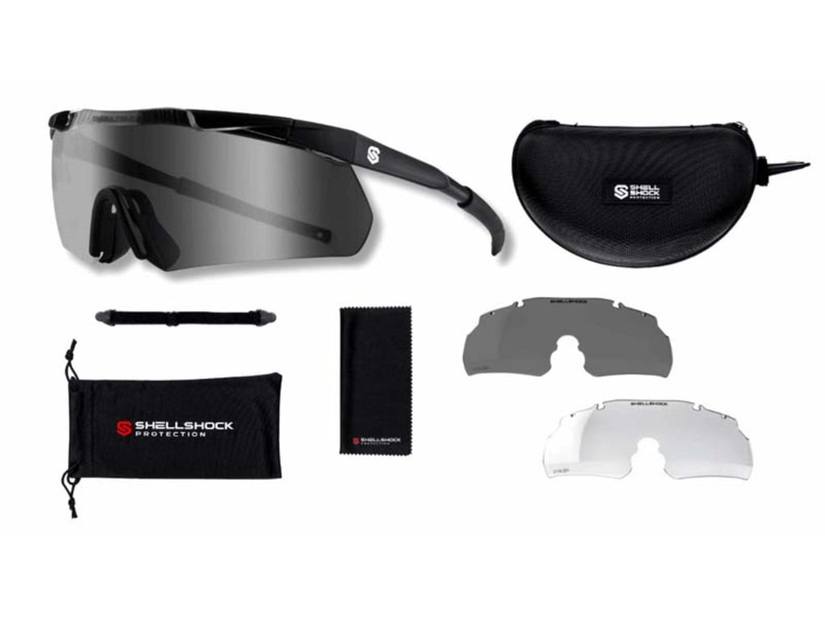 Shellshock Protection Switch Z87+ Ballistic Sunglasses - Changeable Lens Black EYE-SWITCH