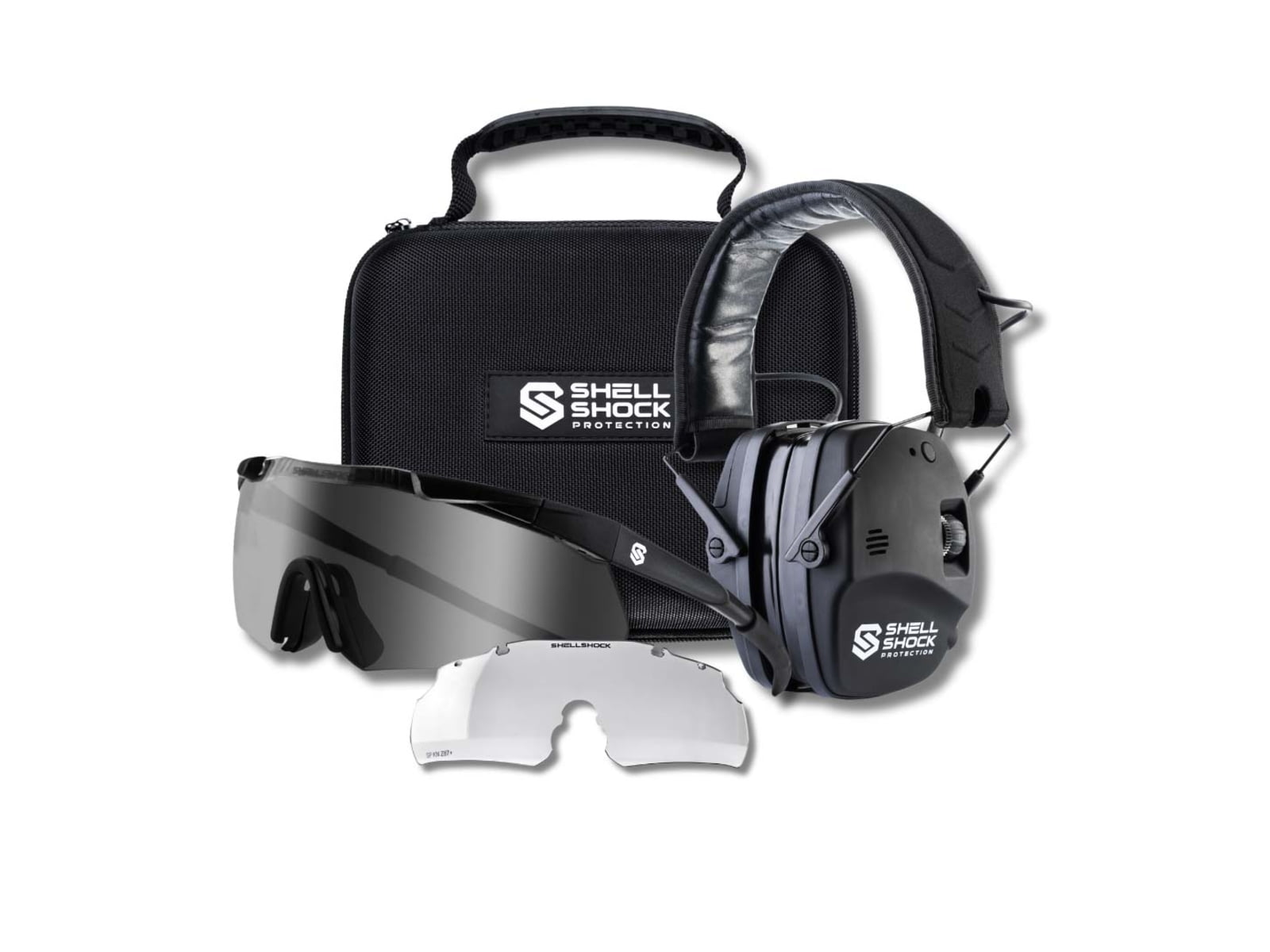 Shellshock Protection Ultimate Eyes & Ears Combo Protective Ear Muffs 21 dB Black EYE-EAR-BLUE-SWITCH