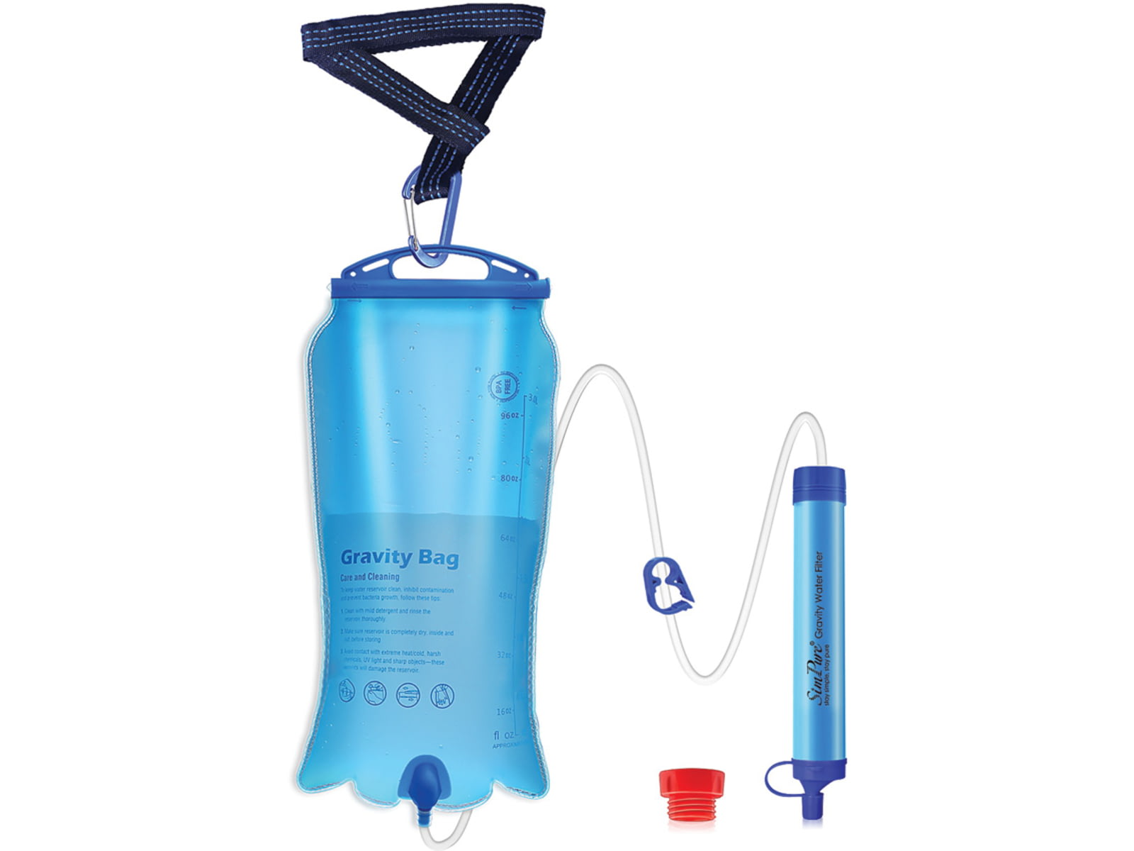 Simpure Gravity Water Filter Bag 9in x 4in x 2.36in 3L Blue OESF004
