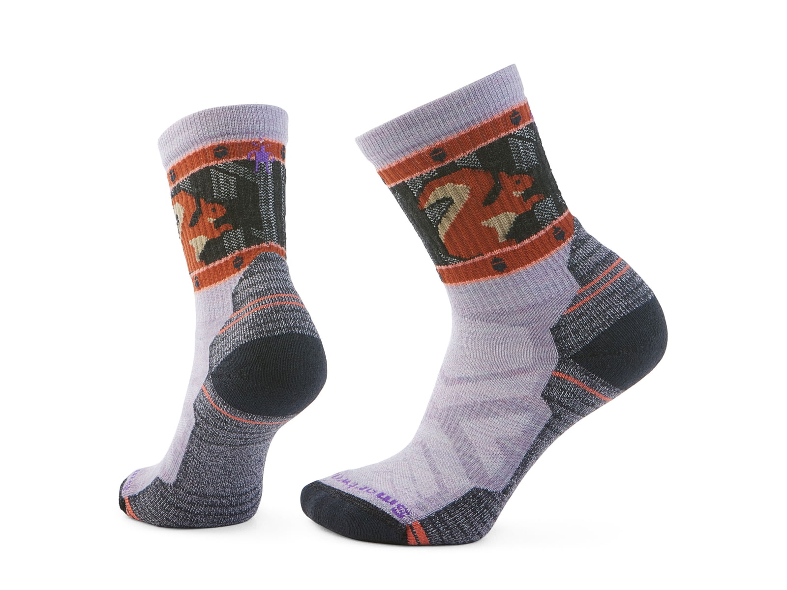 Smartwool Hike Light Cushion Squirrely Crew Socks - Women's Purple Eclipse