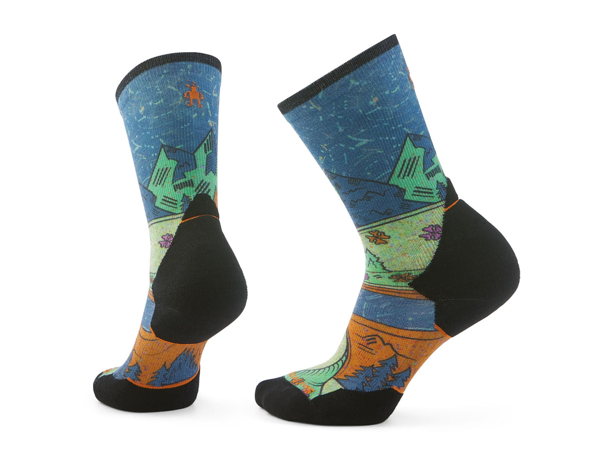 Smartwool Trail Run Targeted Cushion Mountain Print Crew Socks - Women's Twilight Blue