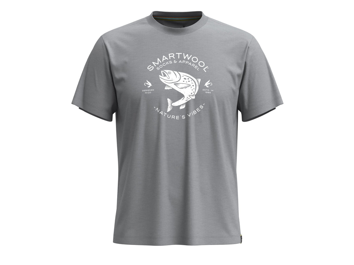 Smartwool Trout Fishing Short Sleeve Graphic Tee Light Gray Heather 2XL
