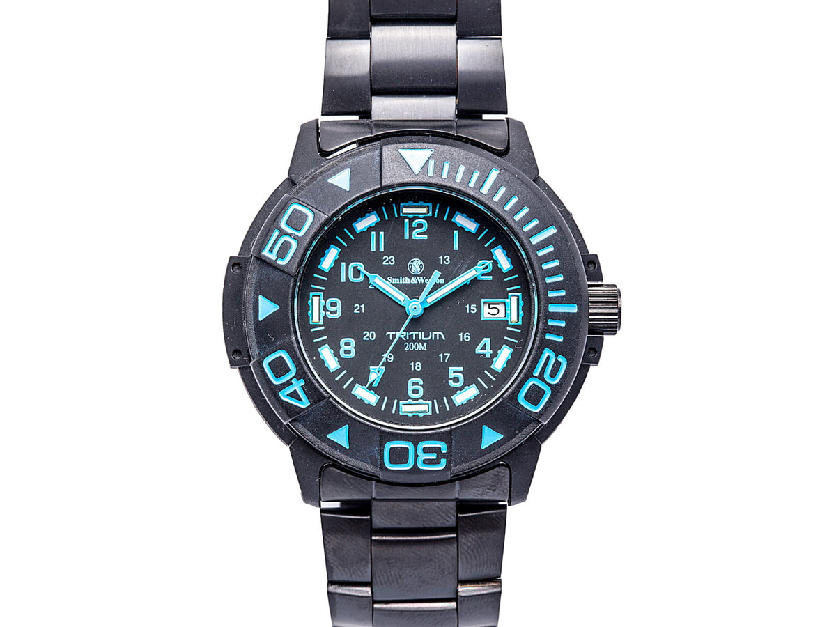 Smith and Wesson Diver Watch w/ Metal and Rubber Strap Black/Blue SWW-900-BLU