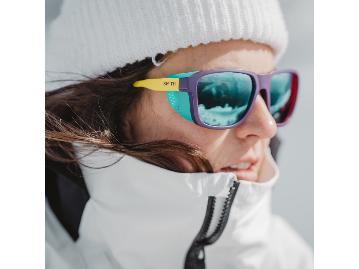 Smith Embark Sunglasses Purple/Cinder/Hi Viz Frame ChromaPop Polarized Opal Mirror Lens