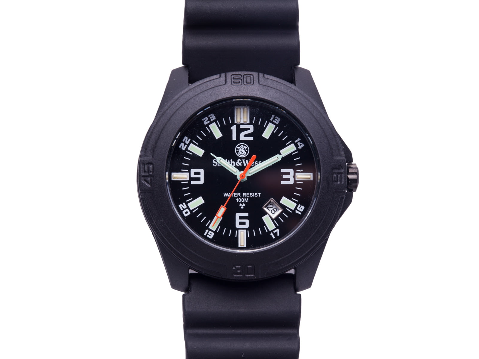 Smith & Wesson Men's Soldier Tritium H3 Basic Round Black Face Watch - Rubber Strap