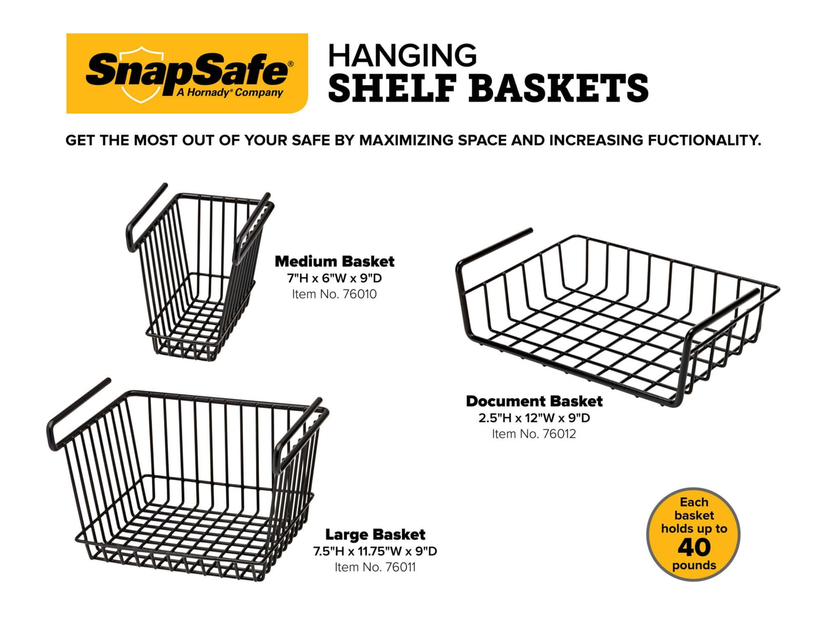 Snapsafe A Hornady Company Hanging Shelf Basket