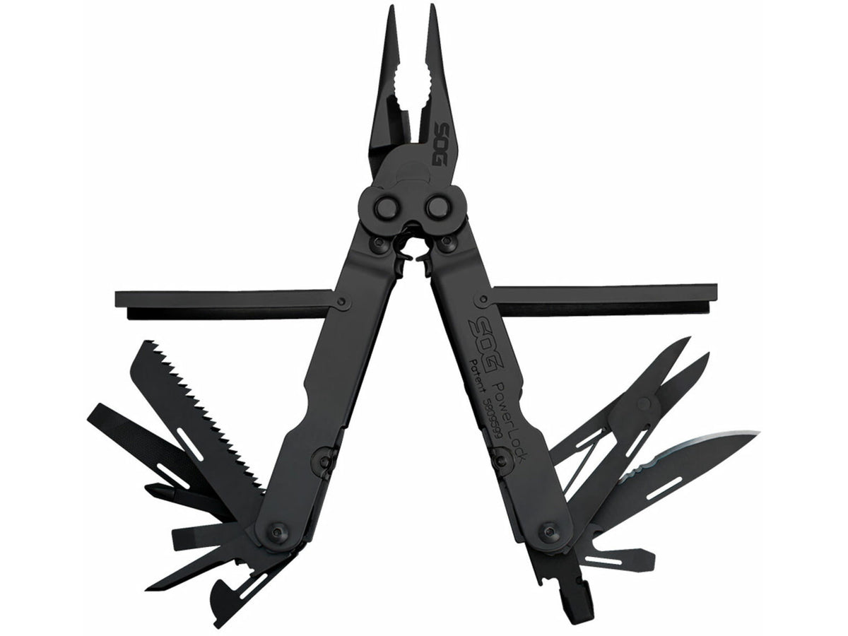 SOG Specialty Knives & Tools Powerlock EOD Scissors Multi-Tool w/ Nylon Sheath Black Oxide Finish Black/Black SOG-B61N-CP
