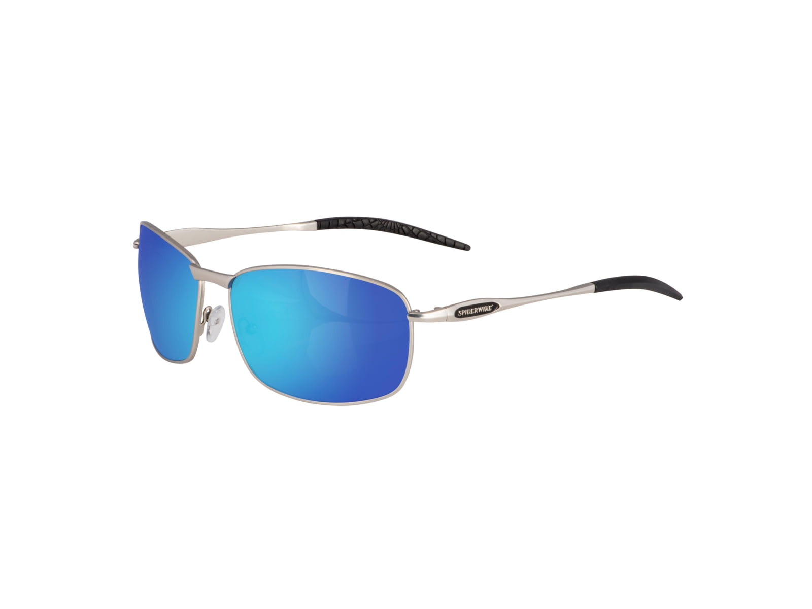 Spiderwire SPW006 Sunglasses Silver Frame Blue Mirror Grey Base Lens SPW006 SLVSMKBLU