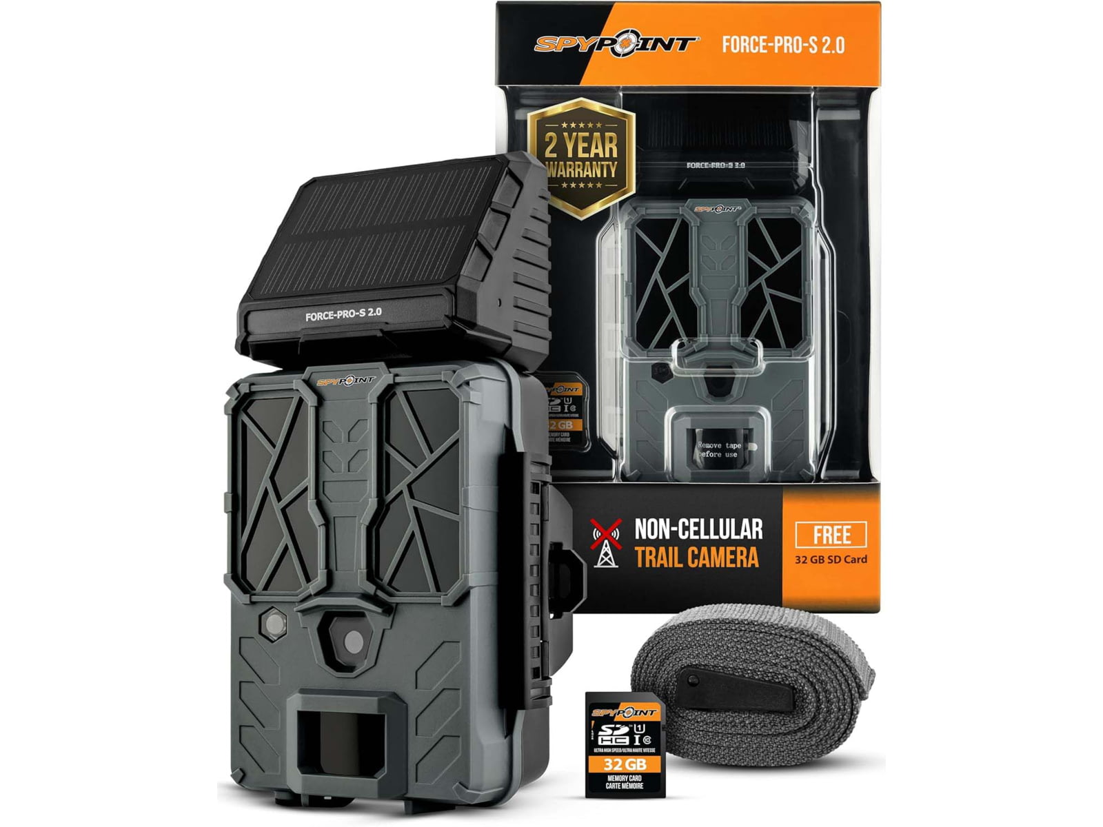 Spypoint Force-Pro-S 2.0 Solar Trail Camera 4k Gray 1858
