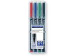 Staedtler Lumocolor Permanent F Width Pen Pack - 4 Colors w/ Stand-Up Box - Red Blue Green Black 318 WP4