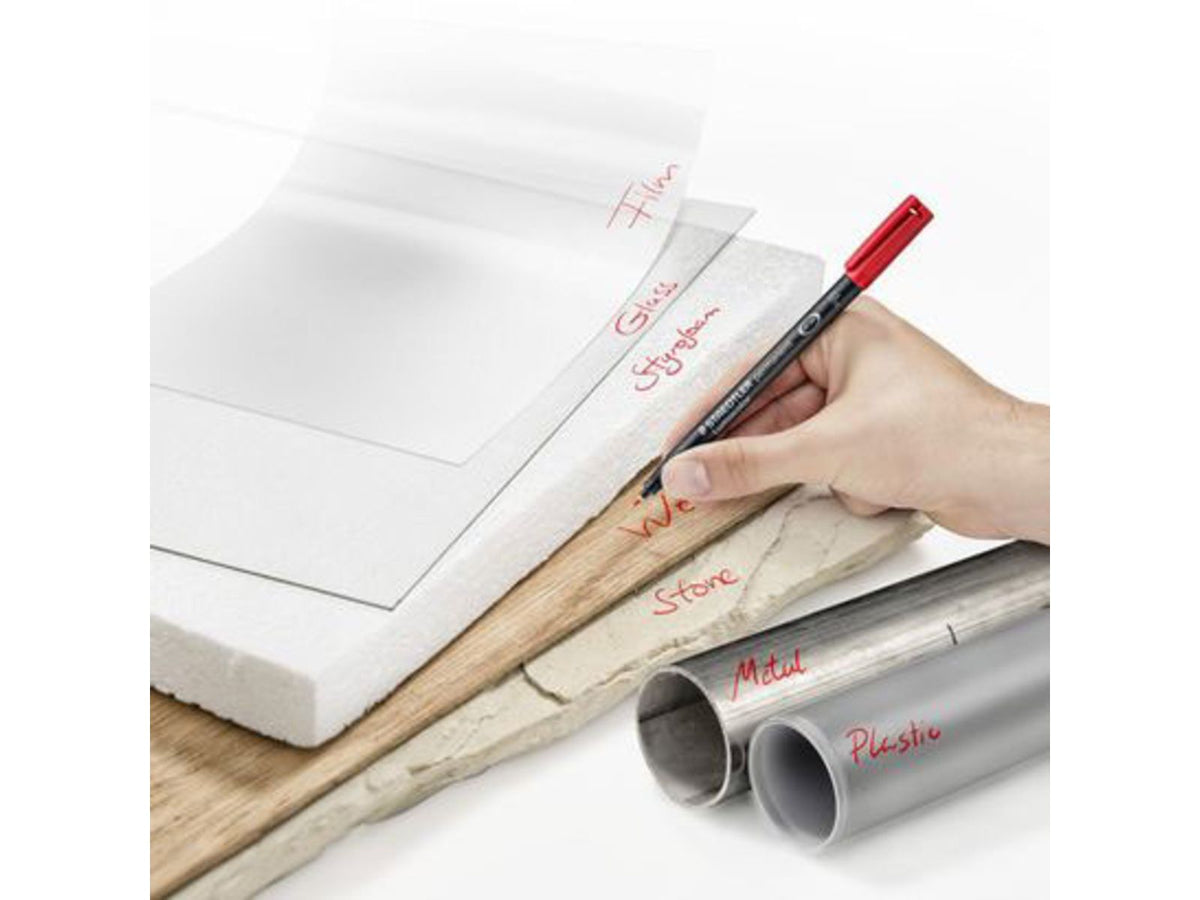 Staedtler Lumocolor Permanent F Width Pen Pack - 4 Colors w/ Stand-Up Box - Red Blue Green Black 318 WP4