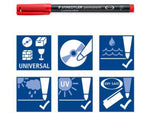 Staedtler Lumocolor Permanent F Width Pen Pack - 4 Colors w/ Stand-Up Box - Red Blue Green Black 318 WP4