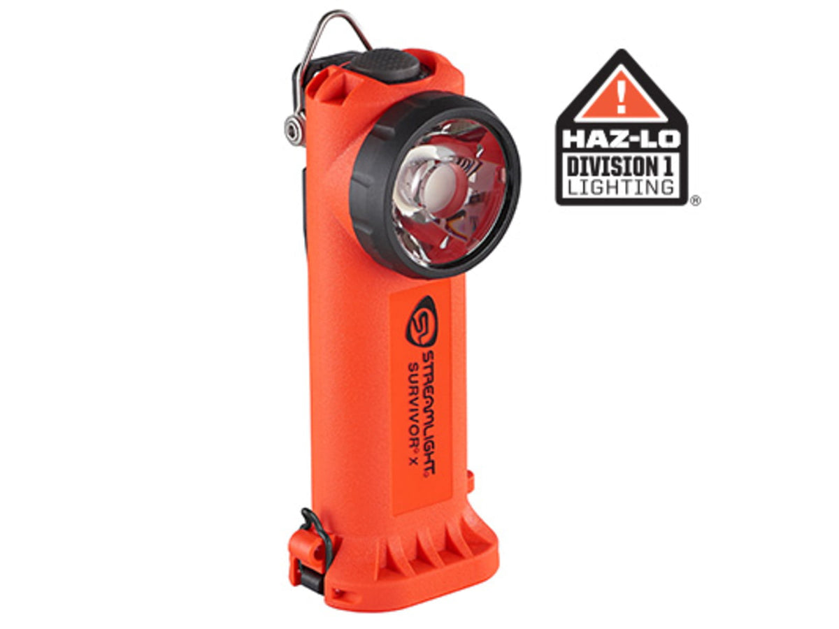Streamlight Survivor X Safety-Rated Firefighters Right-Angle LED Flashlight Lithium Ion 120V/100V AC/12V DC White 250 Lumens Orange