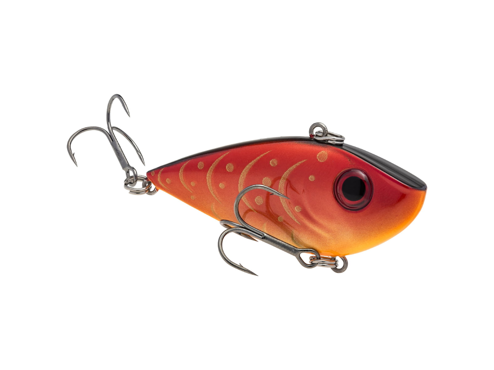 Strike King Red Eye Shad Fishing Lure Lipless Crankbait Free-floating Internal Rattles 3D Eyes Premium SZ 4 Treble Hooks 3/8oz Sinking Sam Rayburn Red Craw REYESD38-451