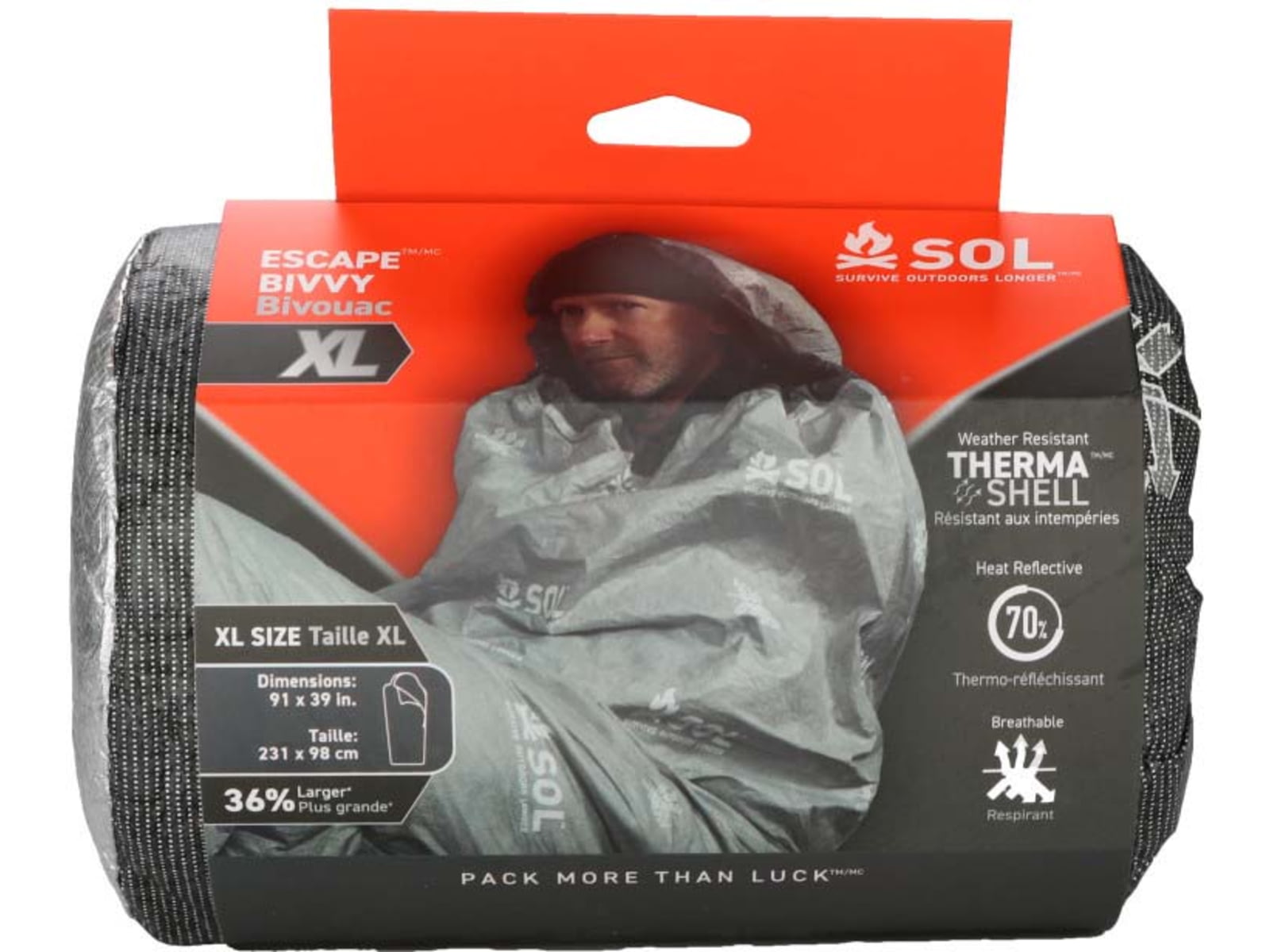 Survive Outdoors Longer Escape Bivvy Extra Large w/Hood Gray Extra Large