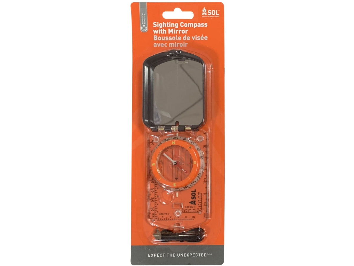 Survive Outdoors Longer Sighting Compass with Mirror Orange 0140-0030