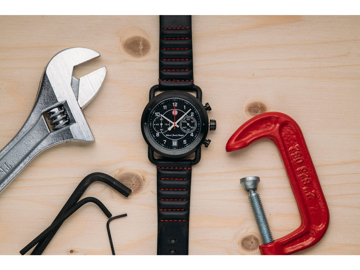 Szanto Icon Roland Sands Chrono Watches Black Dial Black Strap Black One Size IC RS 2252
