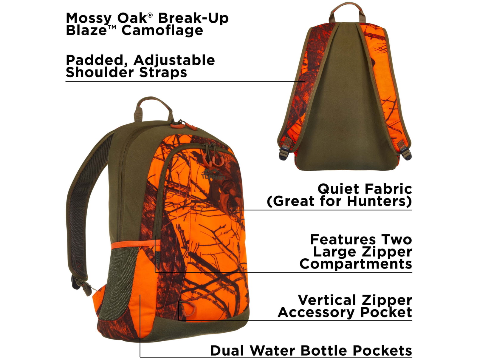 Allen Terrain Delta Backpack/Daypack Mossy Oak Break-Up Blaze Camo 1350 Cubic in