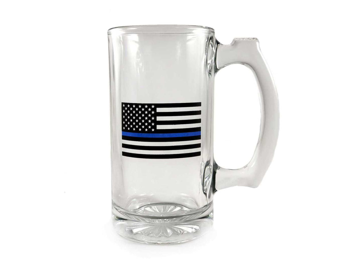 Thin Blue Line Libbey Deco Glass Mug Flag 12.5oz TBL-MUG-GLASS-12OZ