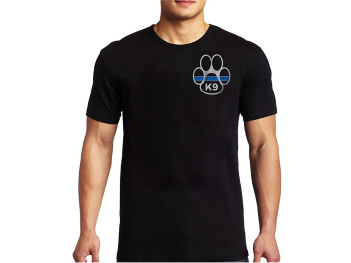 Thin Blue Line Men's T-shirt - Paw Black - MEN-PAW-BLACK-LARGE
