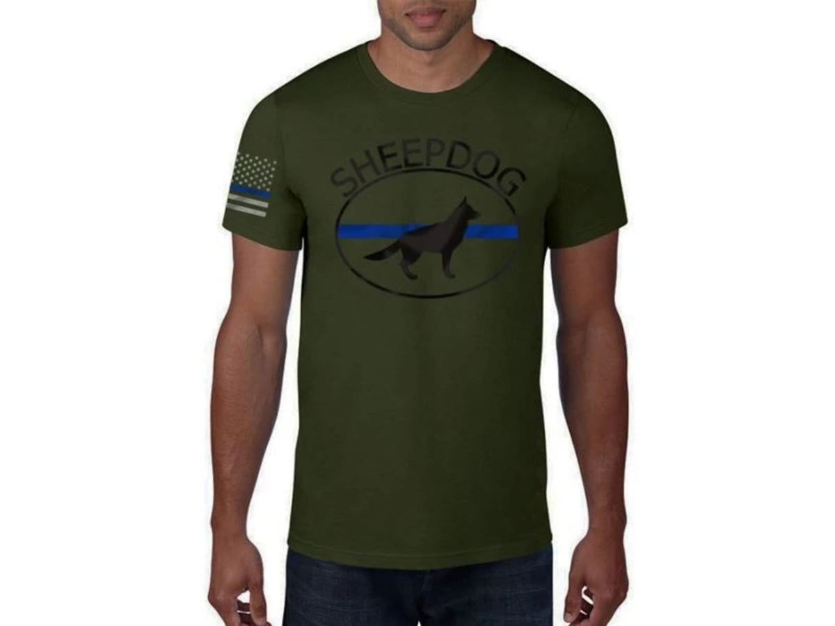Thin Blue Line Men's T-shirt - Sheepdog Green - SHEEPDOG-GREEN-LARGE