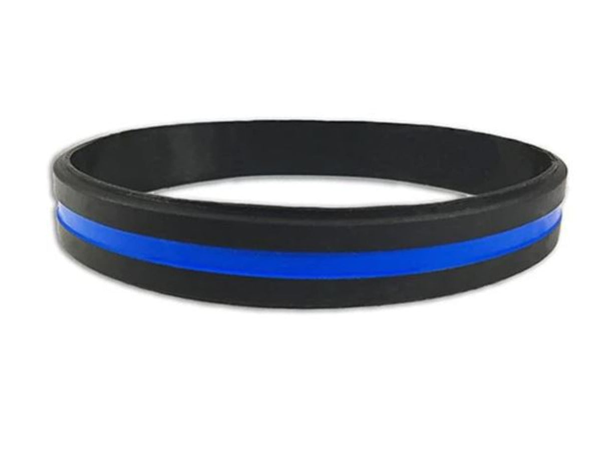 Thin Blue Line Silicone Bracelet 8 Inch Thin Blue Line -