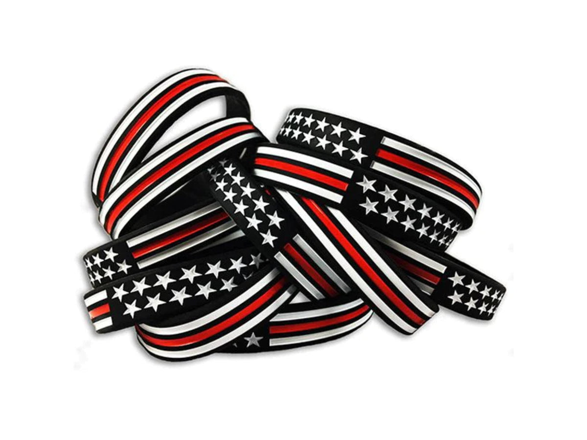 Thin Blue Line Thin Red Line American Flag Bracelet 8in TRL-AM-BR-8