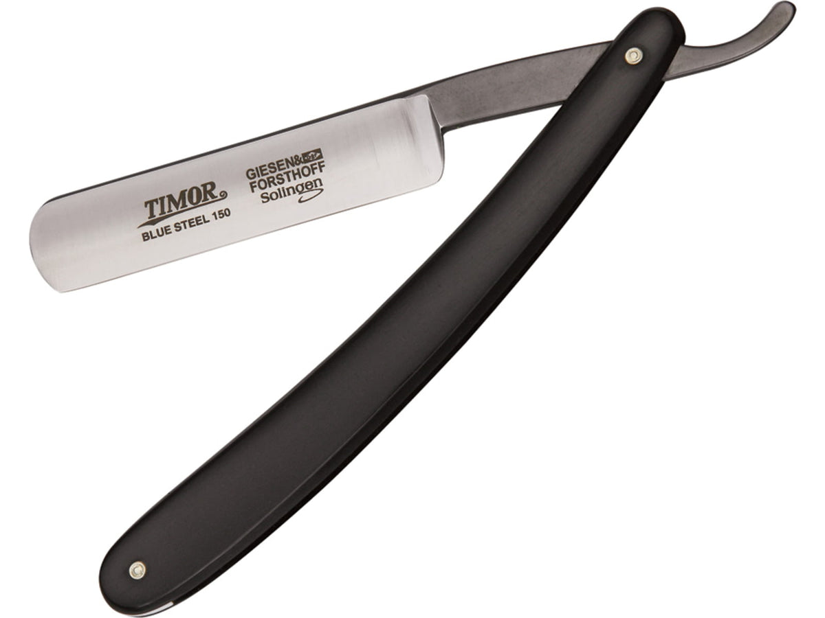 Timor Straight Razor Black Slim Fold Knife SS PE Black Handle TIM1505